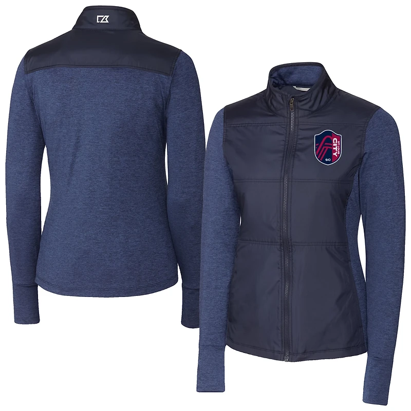 Women's Cutter & Buck  Navy St. Louis City SC Stealth Hybrid Quilted Full-Zip Windbreaker Jacket