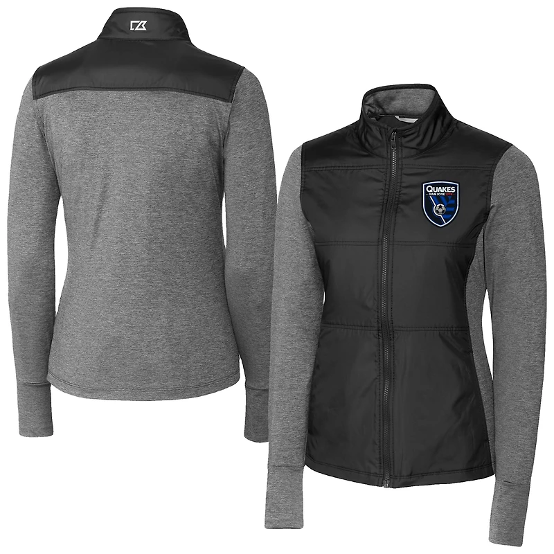 Women's Cutter & Buck San Jose Earthquakes Stealth Hybrid Quilted Full-Zip Windbreaker Jacket