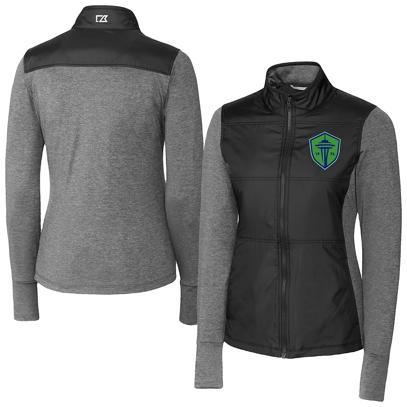 Women's Cutter & Buck Seattle Sounders FC Stealth Hybrid Quilted Full-Zip Windbreaker Jacket