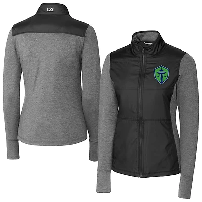 Women's Cutter & Buck Seattle Sounders FC Stealth Hybrid Quilted Full-Zip Windbreaker Jacket
