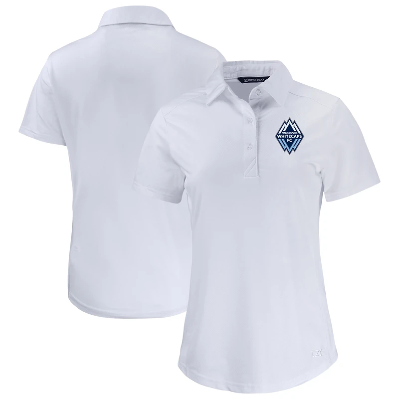 Women's Cutter & Buck White Vancouver Whitecaps FC Prospect Eco Textured Stretch Recycled Polo