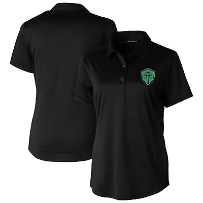 Women's Cutter & Buck Black Seattle Sounders FC Prospect Eco Textured Stretch Recycled Polo
