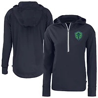Women's Cutter & Buck  Navy Seattle Sounders FC Daybreak Eco Recycled Half-Zip Hoodie