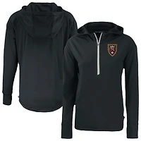 Women's Cutter & Buck  Black Real Salt Lake Daybreak Eco Recycled Half-Zip Hoodie
