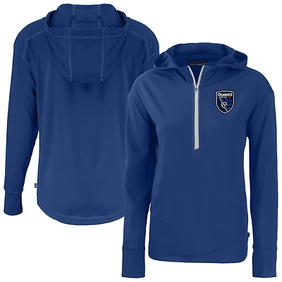 Women's Cutter & Buck San Jose Earthquakes Daybreak Eco Recycled Half-Zip Hoodie