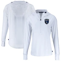 Women's Cutter & Buck  White San Jose Earthquakes Daybreak Eco Recycled Half-Zip Hoodie