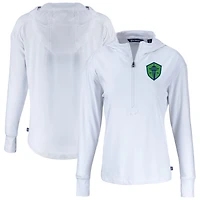 Women's Cutter & Buck  White Seattle Sounders FC Daybreak Eco Recycled Half-Zip Hoodie