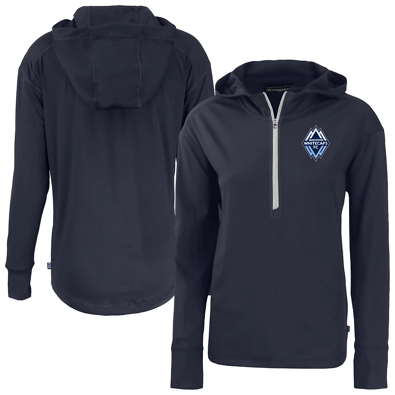 Women's Cutter & Buck  Navy Vancouver Whitecaps FC Daybreak Eco Recycled Half-Zip Hoodie