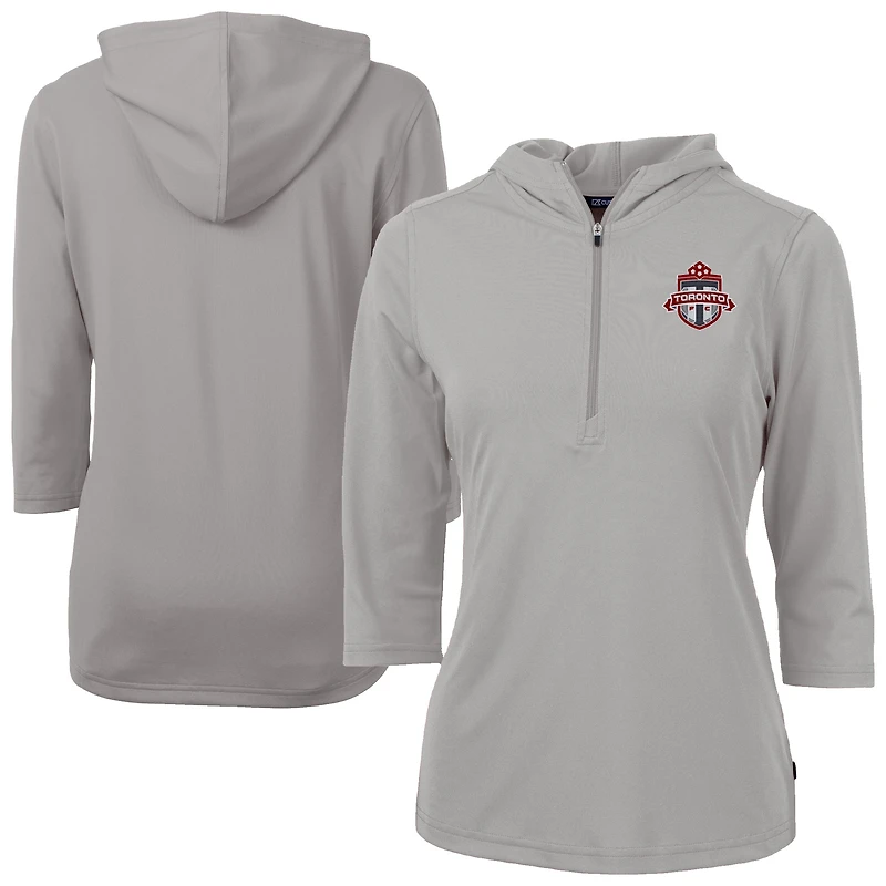 Women's Cutter & Buck  Gray Toronto FC Virtue Eco Pique Recycled Half-Zip Pullover Hoodie