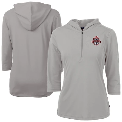 Women's Cutter & Buck  Gray Toronto FC Virtue Eco Pique Recycled Half-Zip Pullover Hoodie