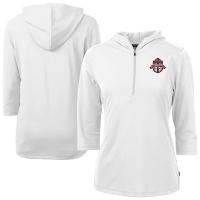 Women's Cutter & Buck White Toronto FC Virtue Eco Pique Recycled Half-Zip Pullover Hoodie