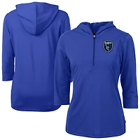 Women's Cutter & Buck San Jose Earthquakes Virtue Eco Pique Recycled Half-Zip Pullover Hoodie