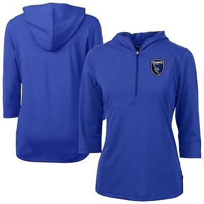 Women's Cutter & Buck San Jose Earthquakes Virtue Eco Pique Recycled Half-Zip Pullover Hoodie