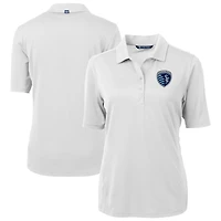 Women's Cutter & Buck  White Sporting Kansas City Virtue Eco Pique Recycled Polo