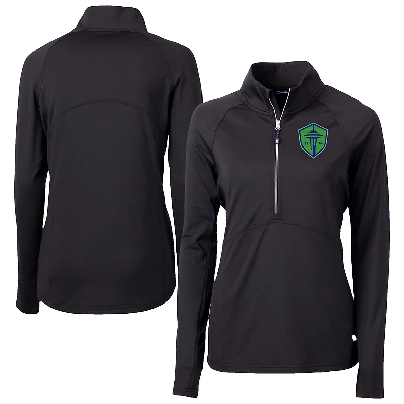 Women's Cutter & Buck Seattle Sounders FC Adapt Eco Knit Stretch Recycled Half-Zip Top