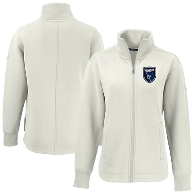 Women's Cutter & Buck  Tan San Jose Earthquakes Roam Eco Full-Zip Recycled Jacket