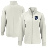 Women's Cutter & Buck  Tan San Jose Earthquakes Roam Eco Full-Zip Recycled Jacket