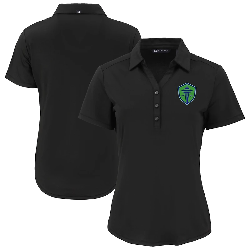 Women's Cutter & Buck Black Seattle Sounders FC Forge Eco Stretch Recycled Polo