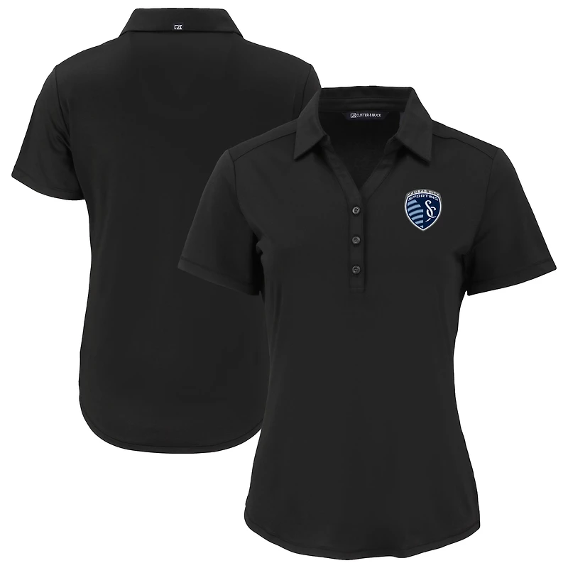 Women's Cutter & Buck Black Sporting Kansas City Forge Eco Stretch Recycled Polo