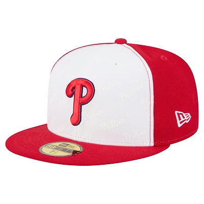 Men's New Era White/Red Philadelphia Phillies Repeat 59FIFTY Fitted Hat