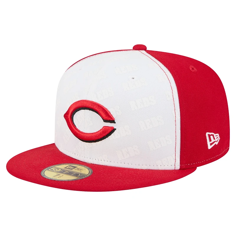 Men's New Era White/Red Cincinnati Reds Repeat 59FIFTY Fitted Hat