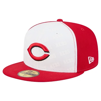 Men's New Era White/Red Cincinnati Reds Repeat 59FIFTY Fitted Hat