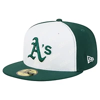 Men's New Era White/Green Athletics Repeat 59FIFTY Fitted Hat