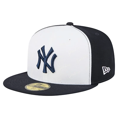 Men's New Era White/Navy York Yankees Repeat 59FIFTY Fitted Hat