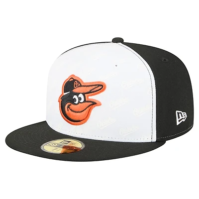 Men's New Era White/Black Baltimore Orioles Repeat 59FIFTY Fitted Hat