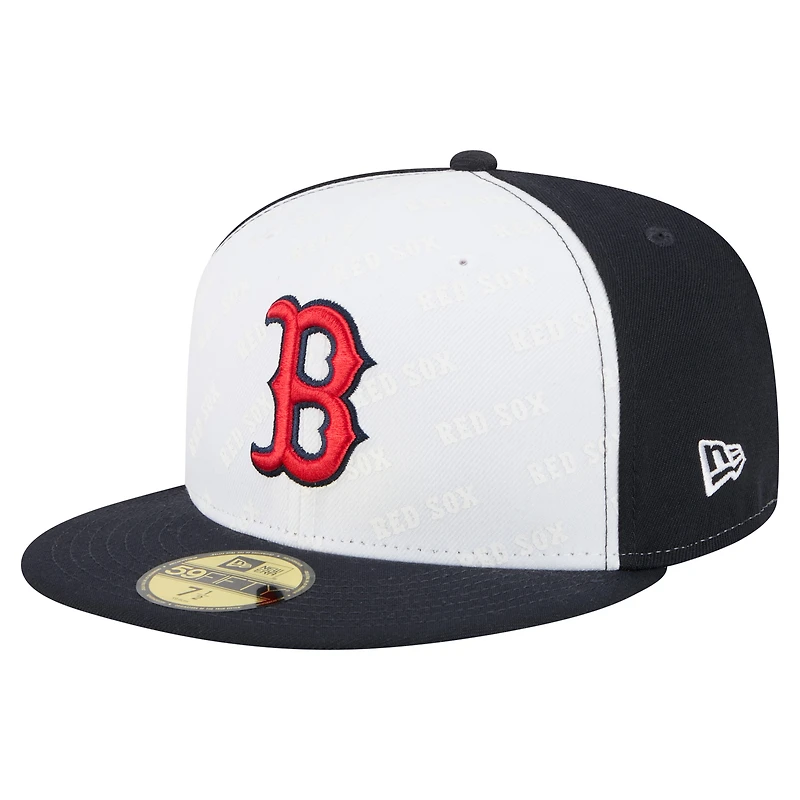 Men's New Era White/Navy Boston Red Sox Repeat 59FIFTY Fitted Hat
