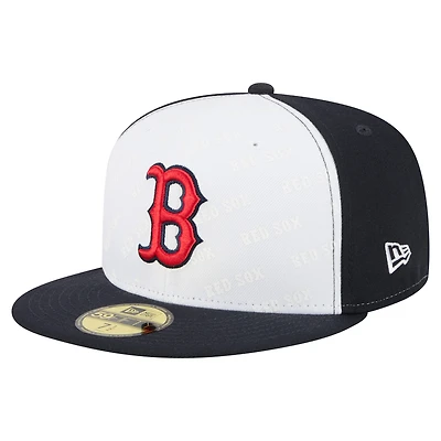 Men's New Era White/Navy Boston Red Sox Repeat 59FIFTY Fitted Hat