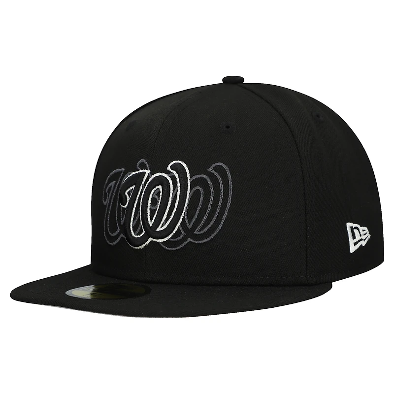 Men's New Era Black Washington Nationals Tri-Hit 59FIFTY Fitted Hat