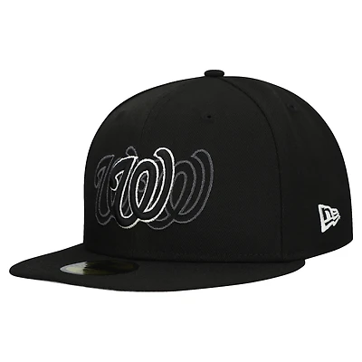 Men's New Era Black Washington Nationals Tri-Hit 59FIFTY Fitted Hat