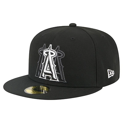 Men's New Era Black Los Angeles Angels Tri-Hit 59FIFTY Fitted Hat