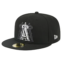Men's New Era Black Los Angeles Angels Tri-Hit 59FIFTY Fitted Hat