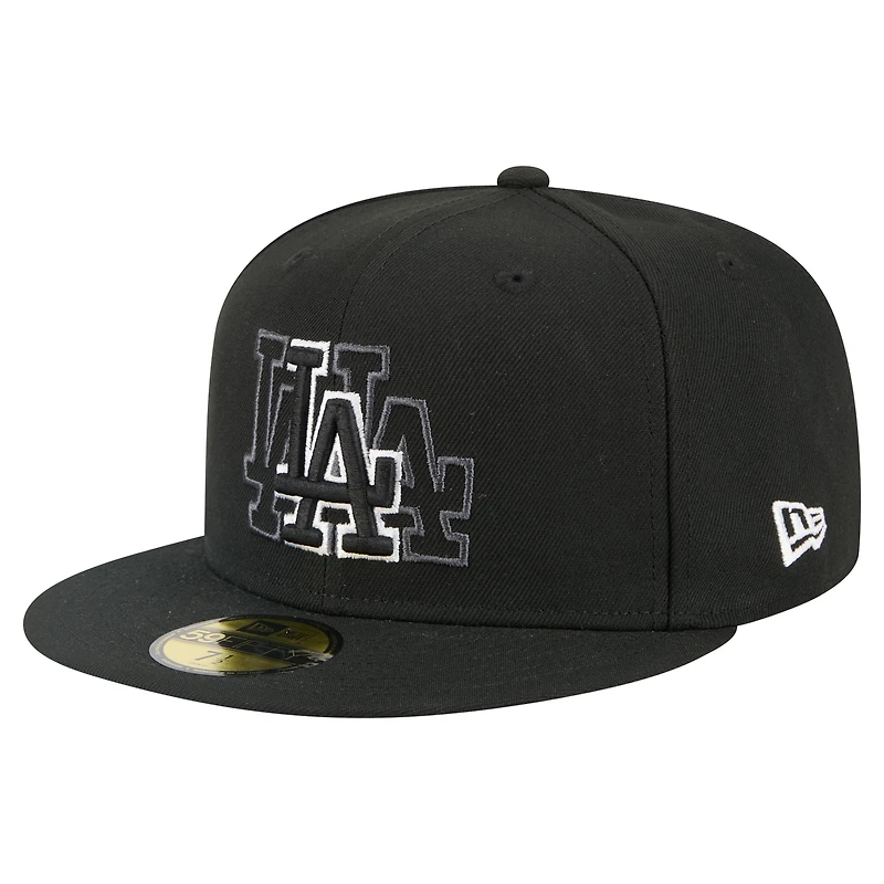 Men's New Era Black Los Angeles Dodgers Tri-Hit 59FIFTY Fitted Hat