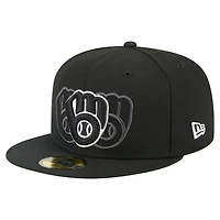 Men's New Era Black Milwaukee Brewers Tri-Hit 59FIFTY Fitted Hat