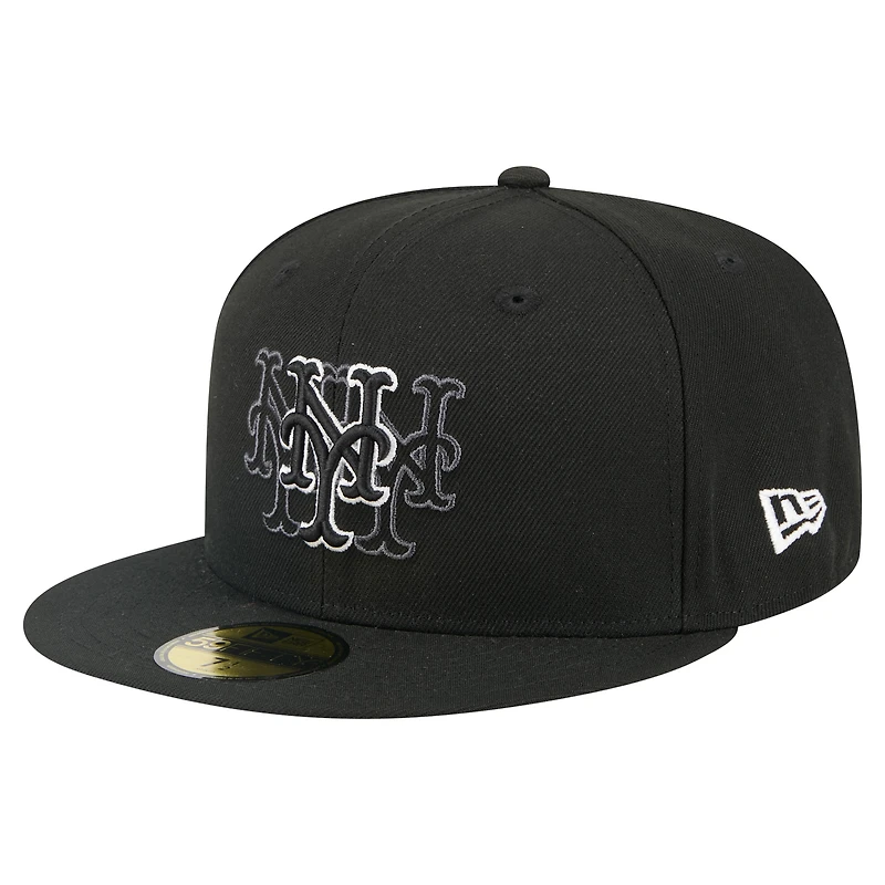 Men's New Era Black York Mets Tri-Hit 59FIFTY Fitted Hat
