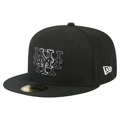 Men's New Era Black York Mets Tri-Hit 59FIFTY Fitted Hat