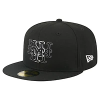 Men's New Era Black York Mets Tri-Hit 59FIFTY Fitted Hat