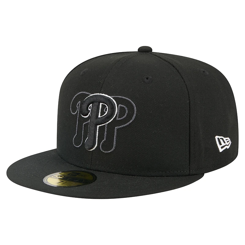 Men's New Era Black Philadelphia Phillies Tri-Hit 59FIFTY Fitted Hat