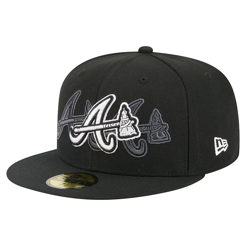 Men's New Era Black Atlanta Braves Tri-Hit 59FIFTY Fitted Hat