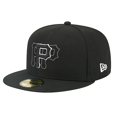 Men's New Era Black Pittsburgh Pirates Tri-Hit 59FIFTY Fitted Hat