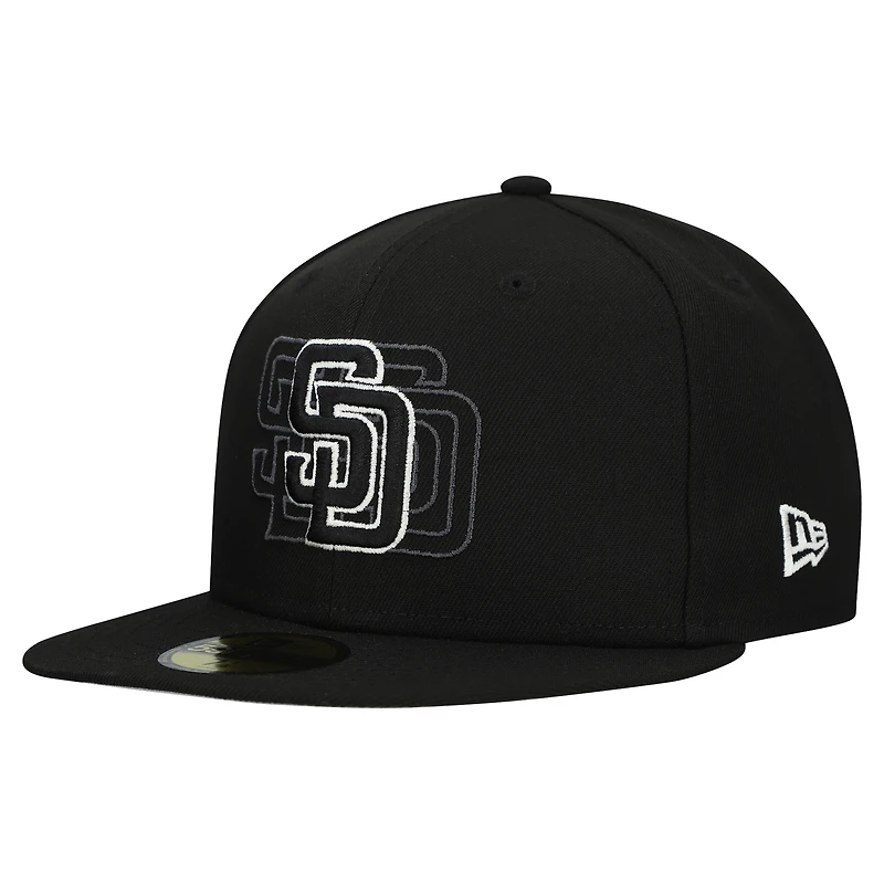 Men's New Era Black San Diego Padres Tri-Hit 59FIFTY Fitted Hat
