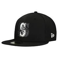 Men's New Era Black Seattle Mariners Tri-Hit 59FIFTY Fitted Hat