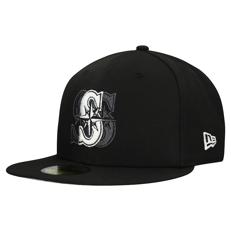 Men's New Era Black Seattle Mariners Tri-Hit 59FIFTY Fitted Hat