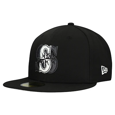 Men's New Era Black Seattle Mariners Tri-Hit 59FIFTY Fitted Hat