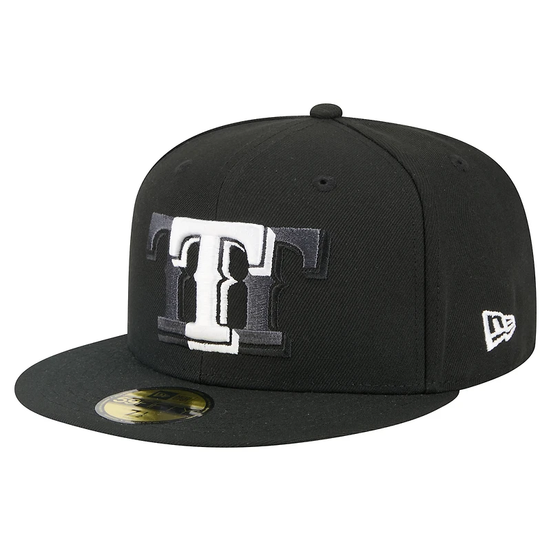 Men's New Era Black Texas Rangers Tri-Hit 59FIFTY Fitted Hat