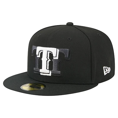 Men's New Era Black Texas Rangers Tri-Hit 59FIFTY Fitted Hat
