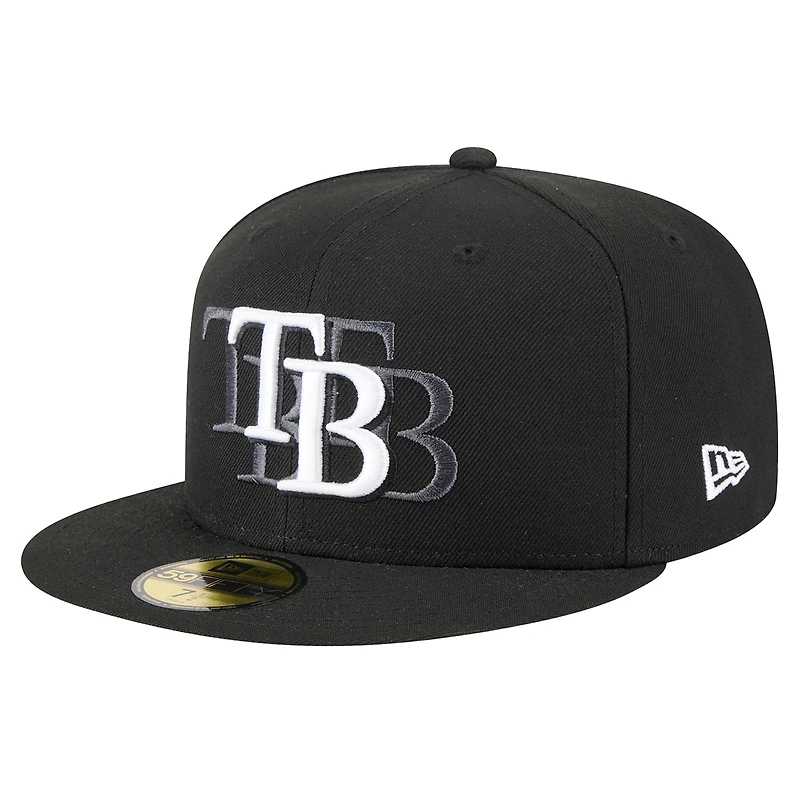 Men's New Era Black Tampa Bay Rays Tri-Hit 59FIFTY Fitted Hat